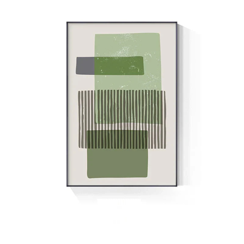 Abstract Grünes Geometrisches Linienkunst Wandkunst Fine Art Leinwanddrucke Bilder Für Modernes Apartment Wohnzimmer Home Office Kunst Dekor | Brehn