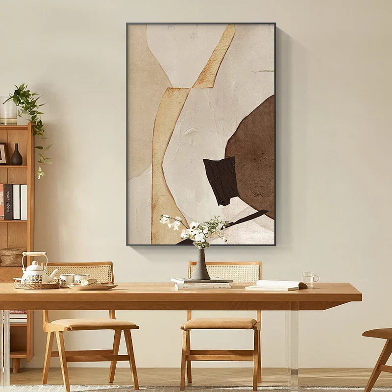 Nordic Abstract Braun Beige Geometrisch Farbblock Wandkunst Feine Kunst Leinwanddrucke Neutrale Töne Bilder Für Wohnzimmer Büro Dekor | Brehn
