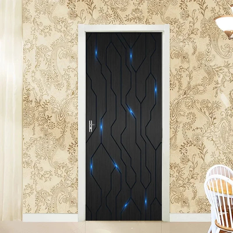 Moderne abstrakte Perlen geometrische Türaufkleber Mural abnehmbar PVC Vinyl Peel N Stick Wandkunst Mural Dekor für Innentüren Kreative DIY Wohnkultur | Brehn