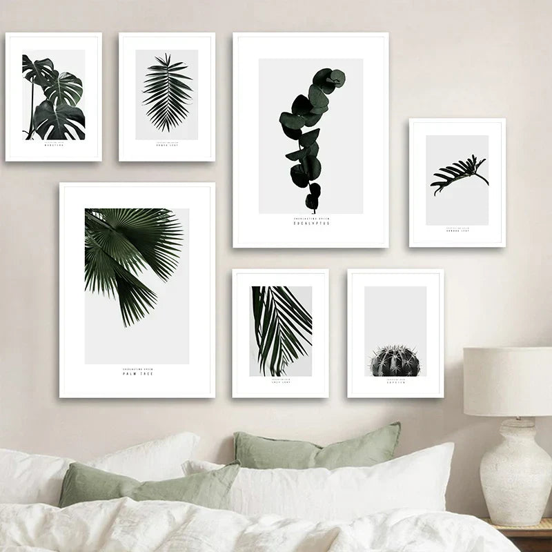 Minimalistische grüne Blätter moderne botanische Exemplare Wandkunst Fine Art Leinwanddrucke Galerie Wandbilder für Wohnzimmer Esszimmer Kunstdeko | Brehn
