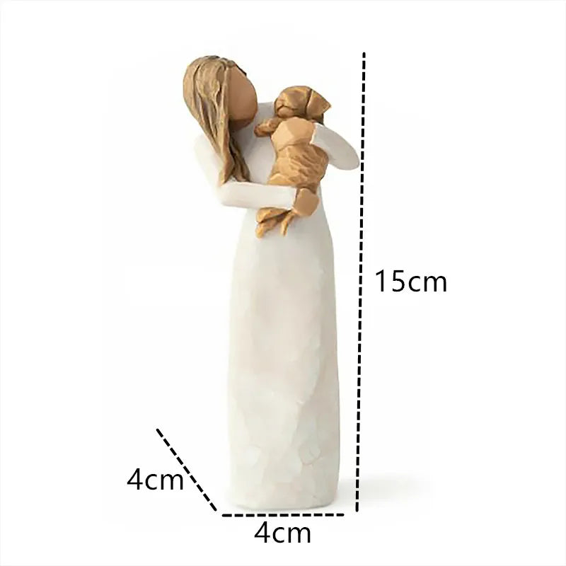 Brehn | Statuette aus Kunstharz, Menschen, Familienfiguren, Skulptur, Figuren für Heimdekoration, Tischdekoration, Wohnzimmer, Engel, Umarmung, Hund, Vater, Kind