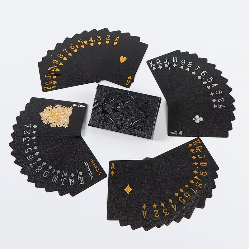 Luxuriöse, wasserfeste Poker-Spielkarten in Schwarz und Gold