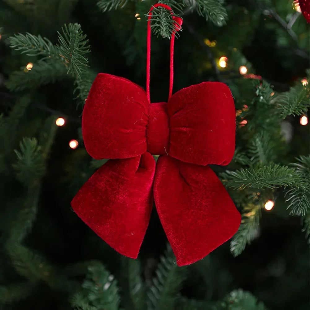 Rote Samtschleife zum Dekorieren – Eleganter Baumschmuck für Weihnachten, Ideal für Christbaum, Türdekoration oder festliche Geschenkverpackungen | Brehn