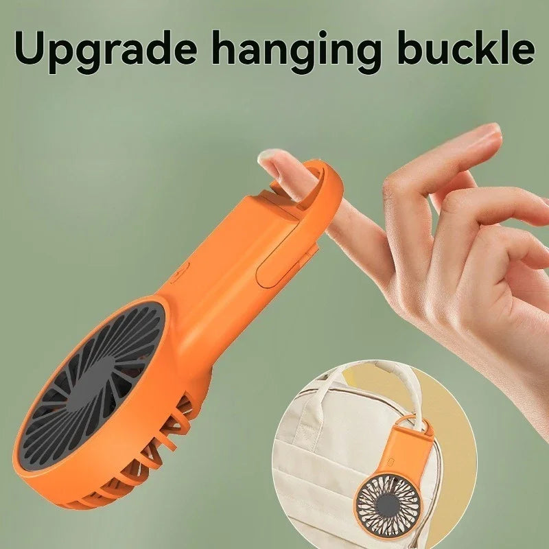 Neuer faltbarer USB wiederaufladbarer Mini-Ventilator | Handventilator für den Schreibtisch mit Cartoon-Design & Haken für Outdoor-, Heim- & Bürogebrauch | Brehn
