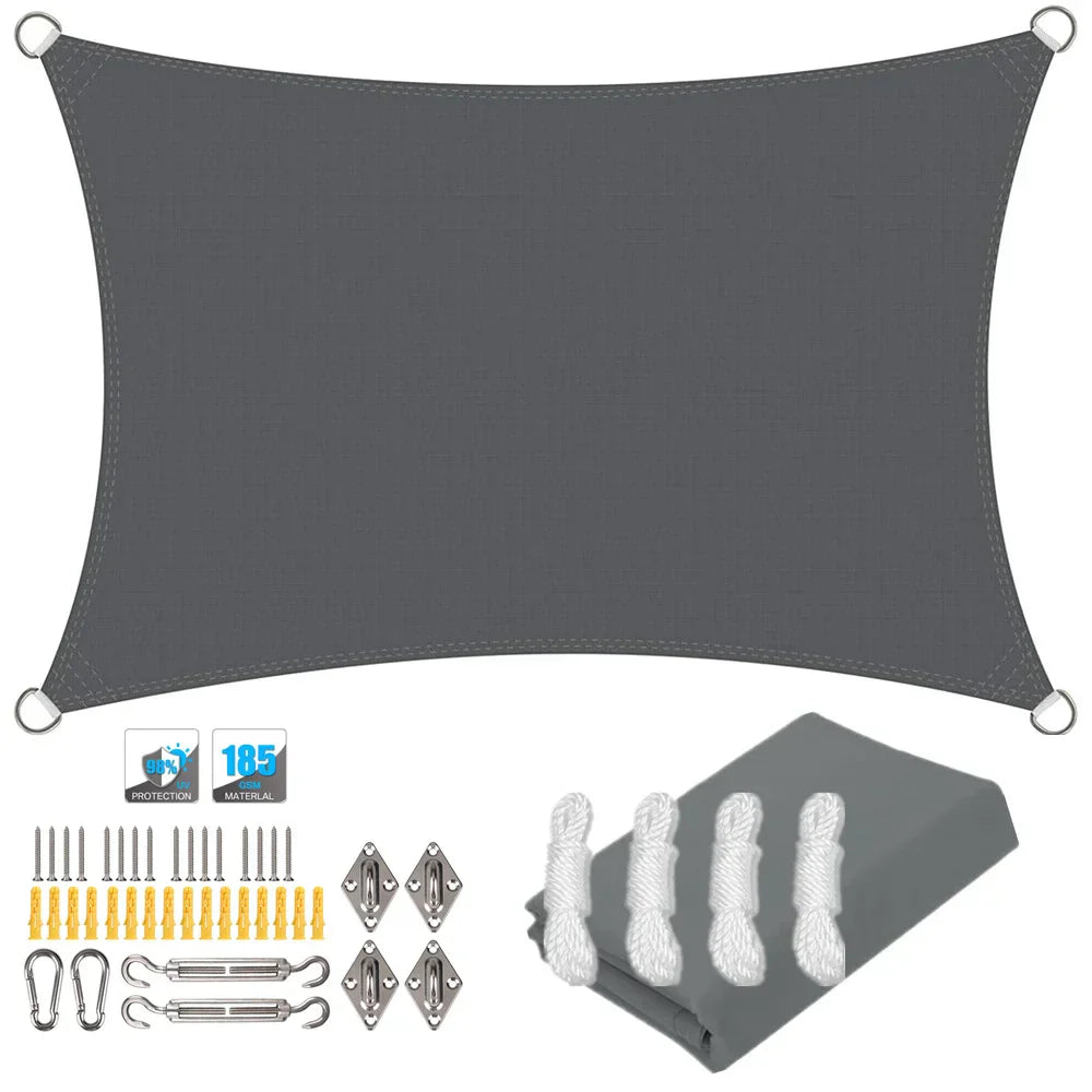 Wasserdichtes rechteckiges Sonnensegel mit UV-Schutz und Montagesatz – ShadeGuard