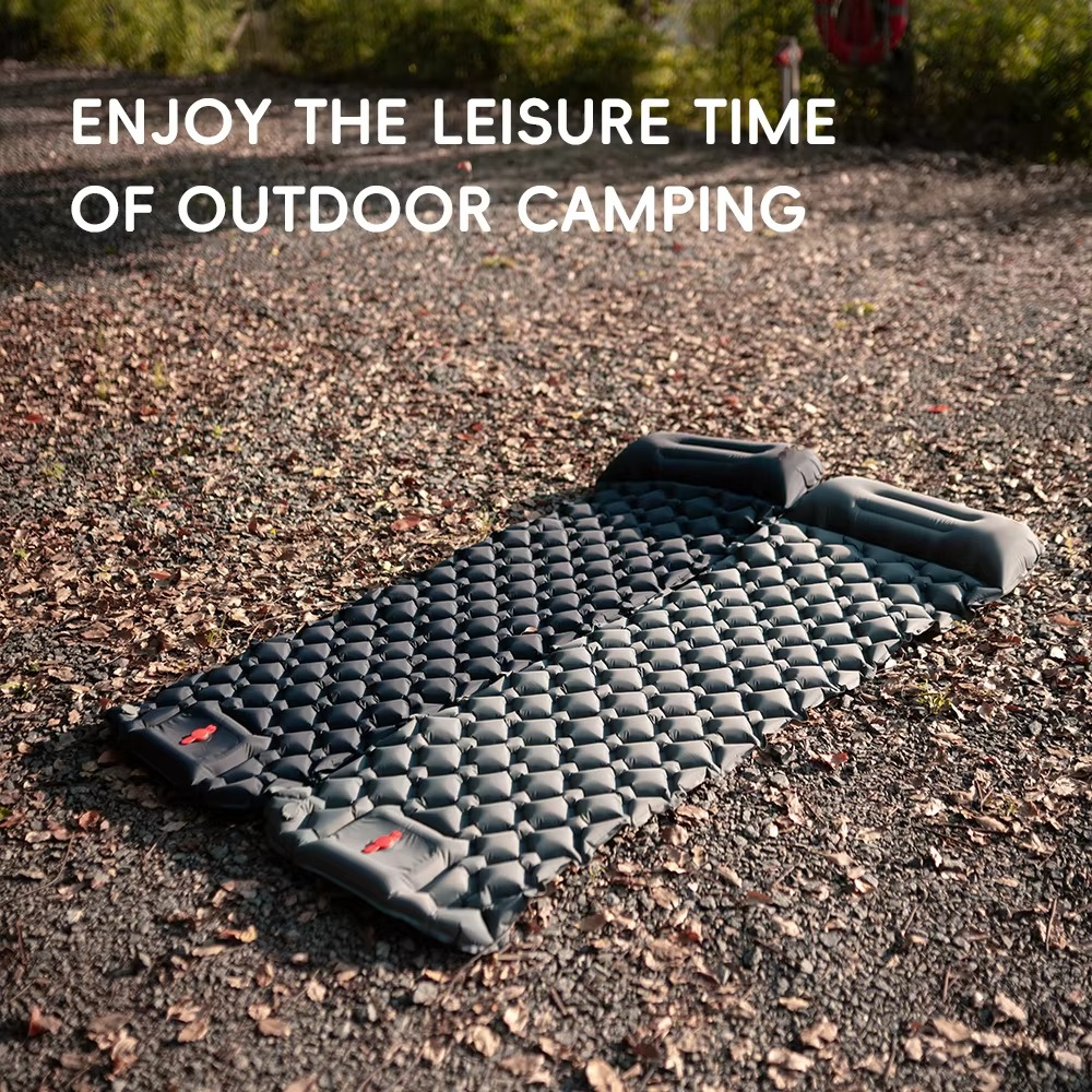 Aufblasbare Camping-Isomatte mit integriertem Kissen, selbstaufblasendes Luftkissen für Wanderungen und Outdoor-Reisen