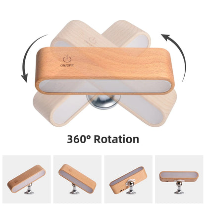 VIvolux | Drehbare magnetische Holz-wiederaufladbare LED-Nachtlampe