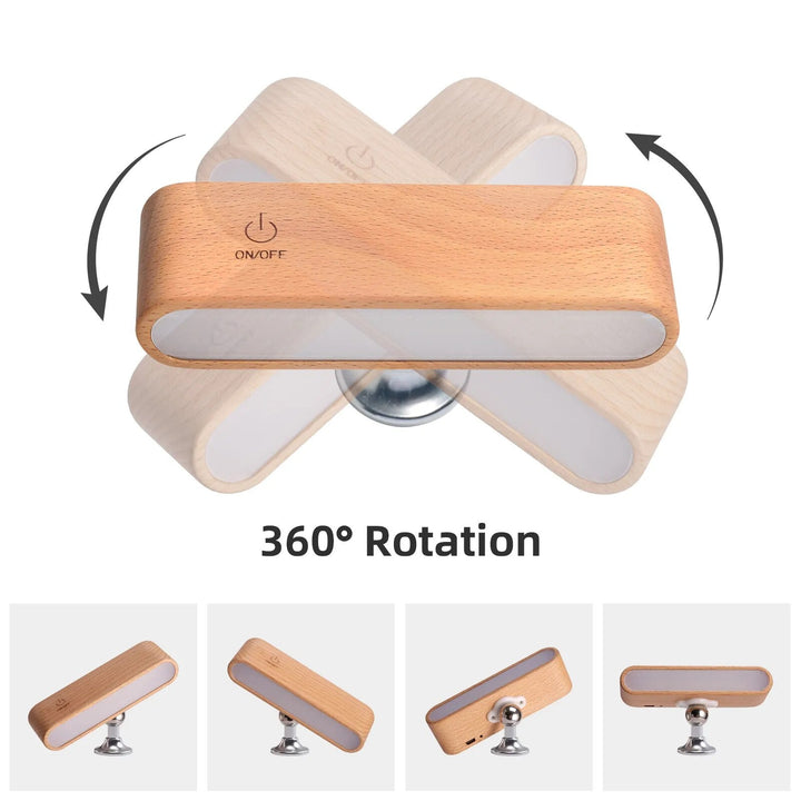 VIvolux | Drehbare magnetische Holz-wiederaufladbare LED-Nachtlampe