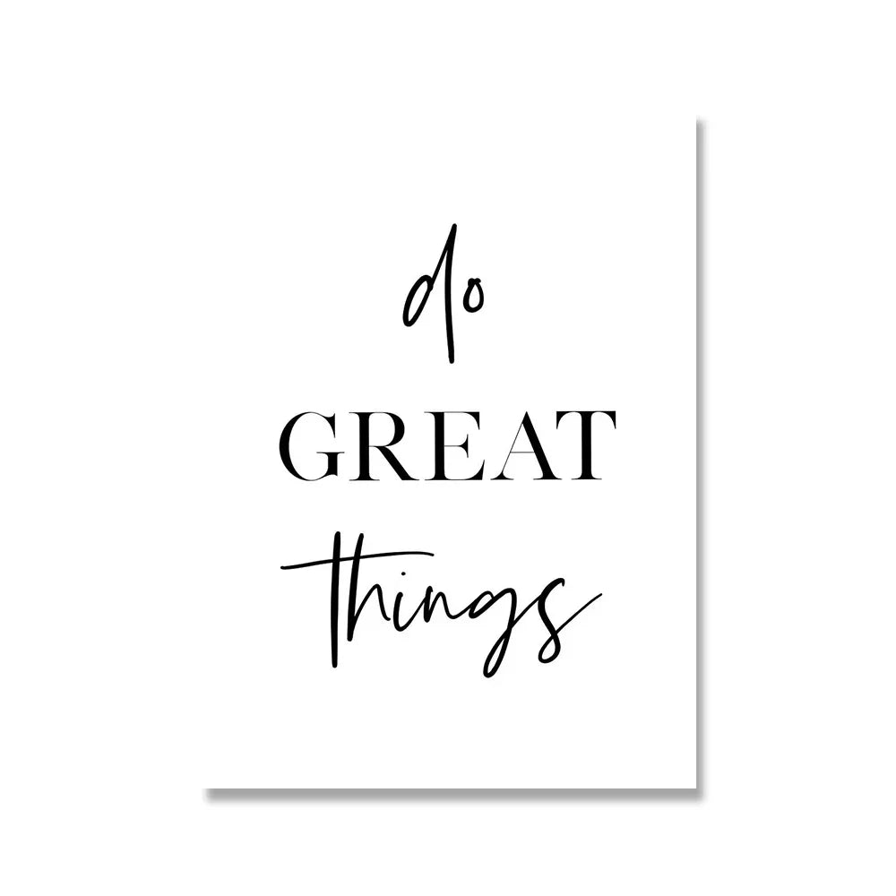 Mach große Dinge Motivationszitate Tägliches Mantra Poster Wandkunst Fine Art Leinwanddrucke Schwarz Weiß Bilder Für Wohnzimmer Home Office Dekor | Brehn