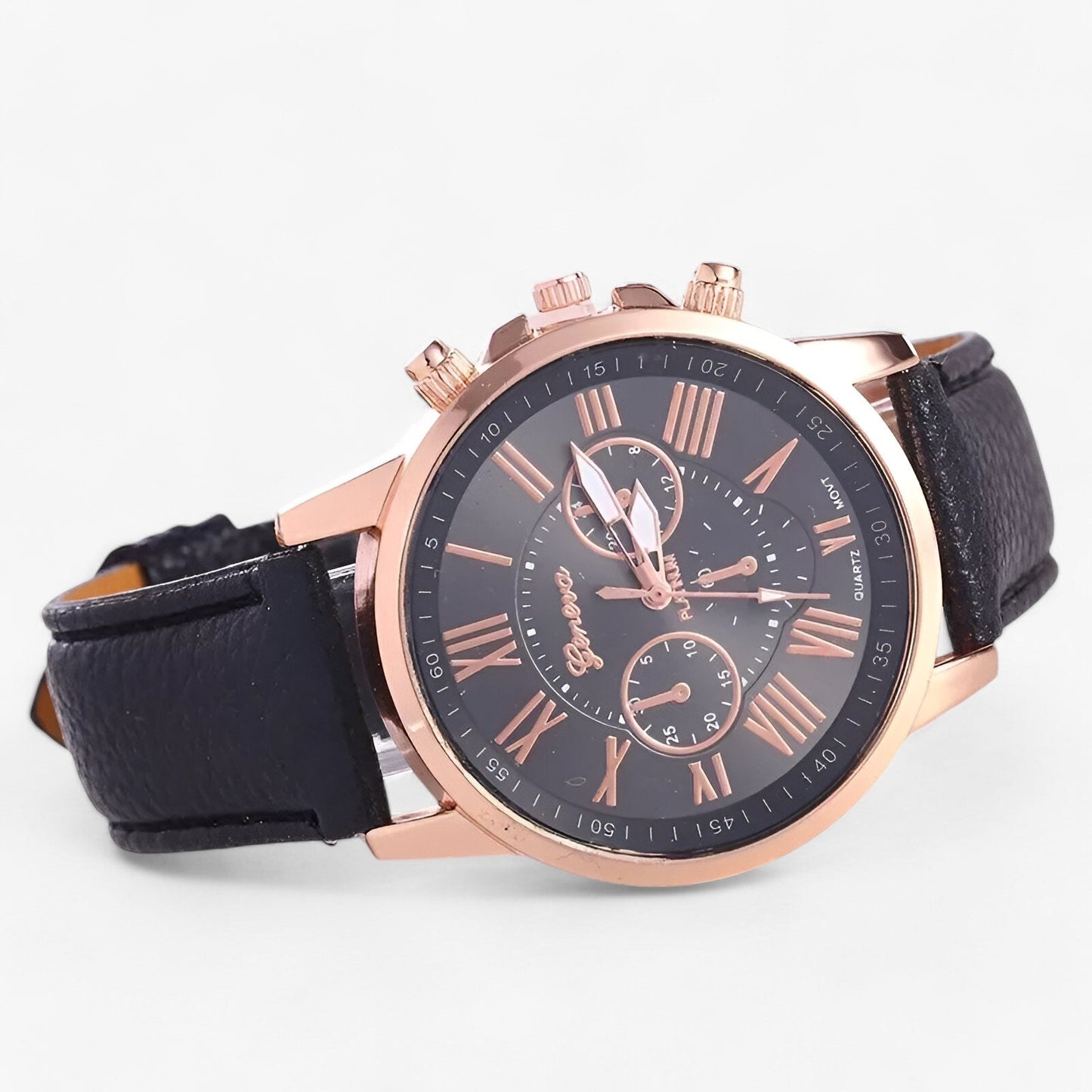 Camille Damenuhr mit wasserdichtem Lederarmband, 42 mm