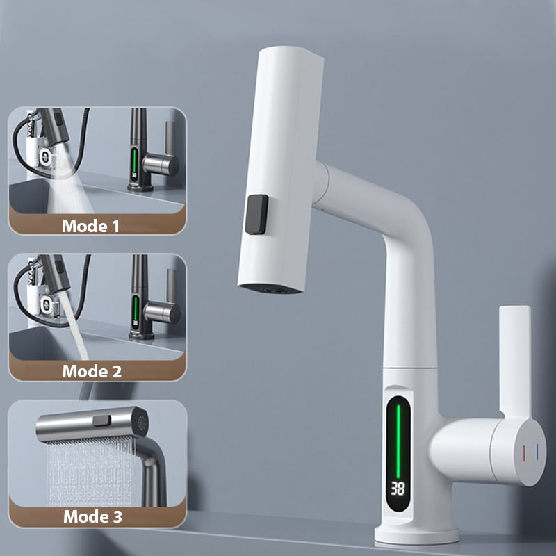 Brehn | Moderner Sleek Wasserfall Temperaturanzeige Wasserhahn