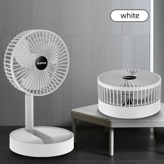 Tragbarer 6-Zoll Standventilator | Zusammenklappbarer Teleskopboden/USB | Wiederaufladbarer Akku | 3 Geschwindigkeiten, super leise, höhenverstellbar | Brehn