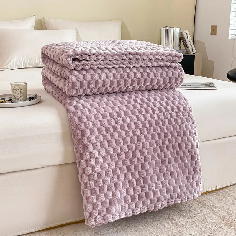 Brehn | Gemusterte weiche Samtdecke warme gemütliche Decke für Sofa und Bett