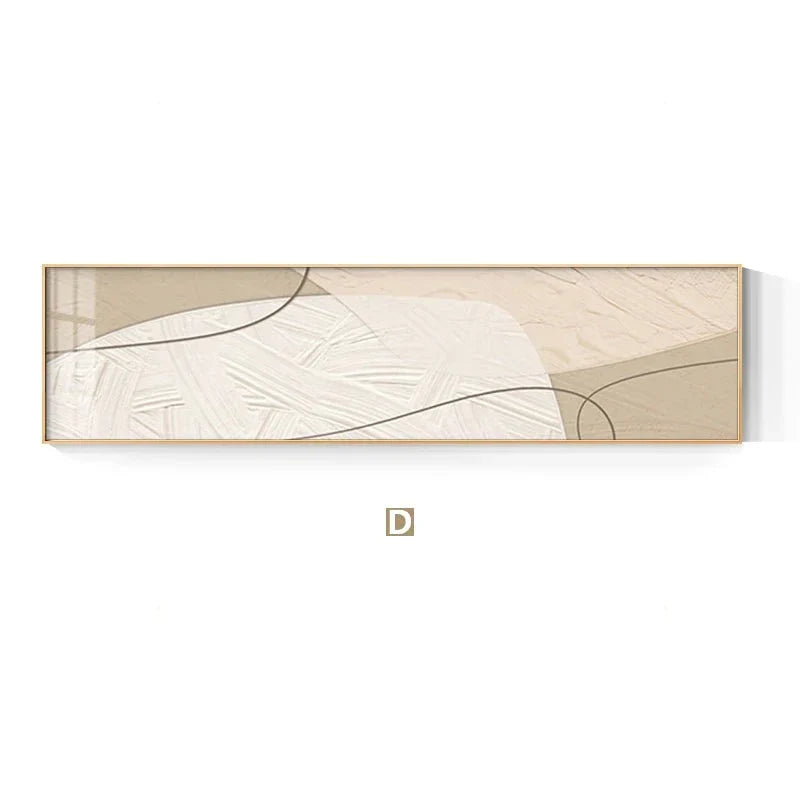 Moderne abstrakte Wandkunst im breiten Format Neutrale Farben Fließende Linien Fine Art Leinwanddrucke Bilder für über dem Sofa Kunst für über dem Bett | Brehn
