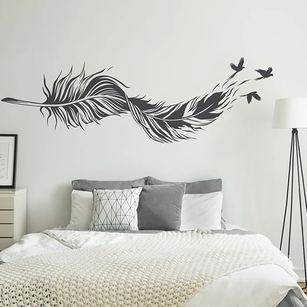 Vögel einer Feder Vinyl Wandaufkleber für Schlafzimmer Wohnzimmer Abnehmbarer Peel & Stick Wandtattoo für kreative DIY Wohnkultur | Brehn