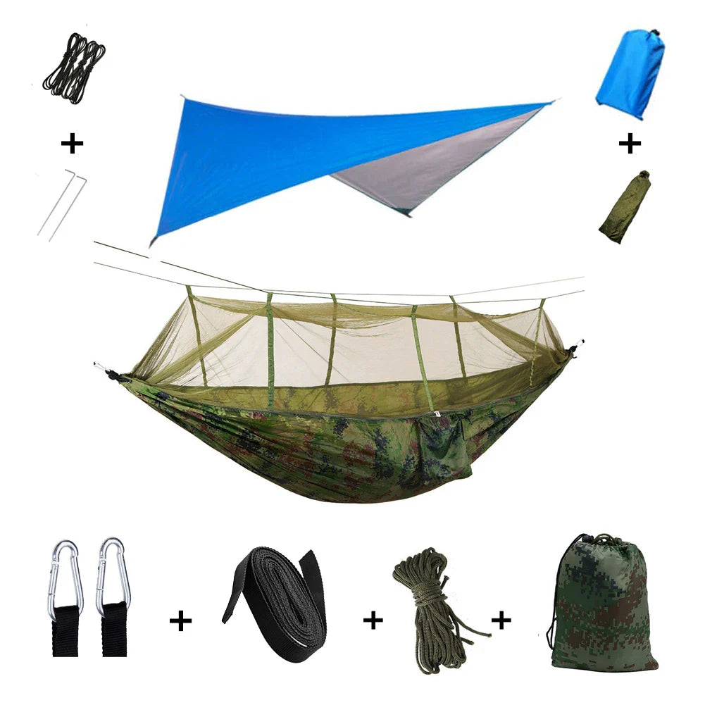Brehn | Trekviva Camping-Hängematte | Integriertes Moskitonetz & Regendach | Ultraleicht & Reißfest | 3-in-1 Outdoor Lösung