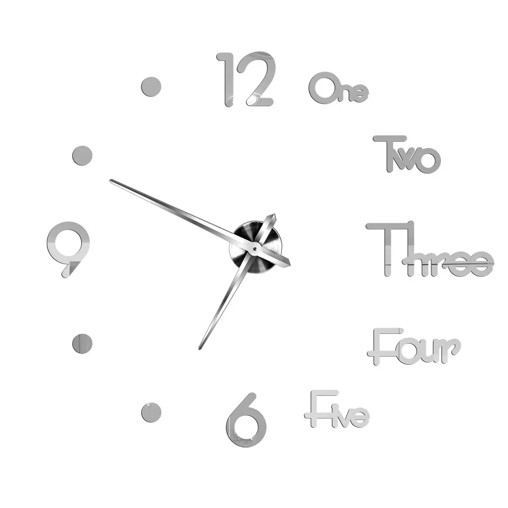 Große Wanduhr DIY 3D Selbstkleber Spiegel Acryl Wanduhr für Küche Esszimmer Wohnzimmer Kreative Wohnkultur | Brehn