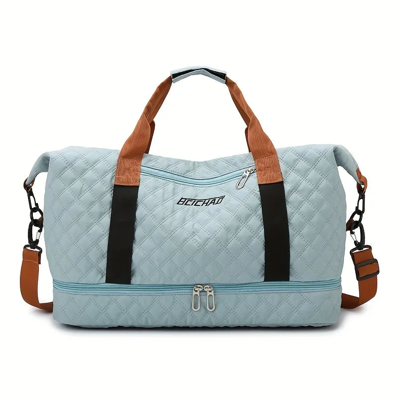 Brehn | Travessia Reisetasche mit Schuhfach | Große Kapazität & Rautenmuster | Nylon Wochenendtasche für Sport, Kurzreisen & den Alltag