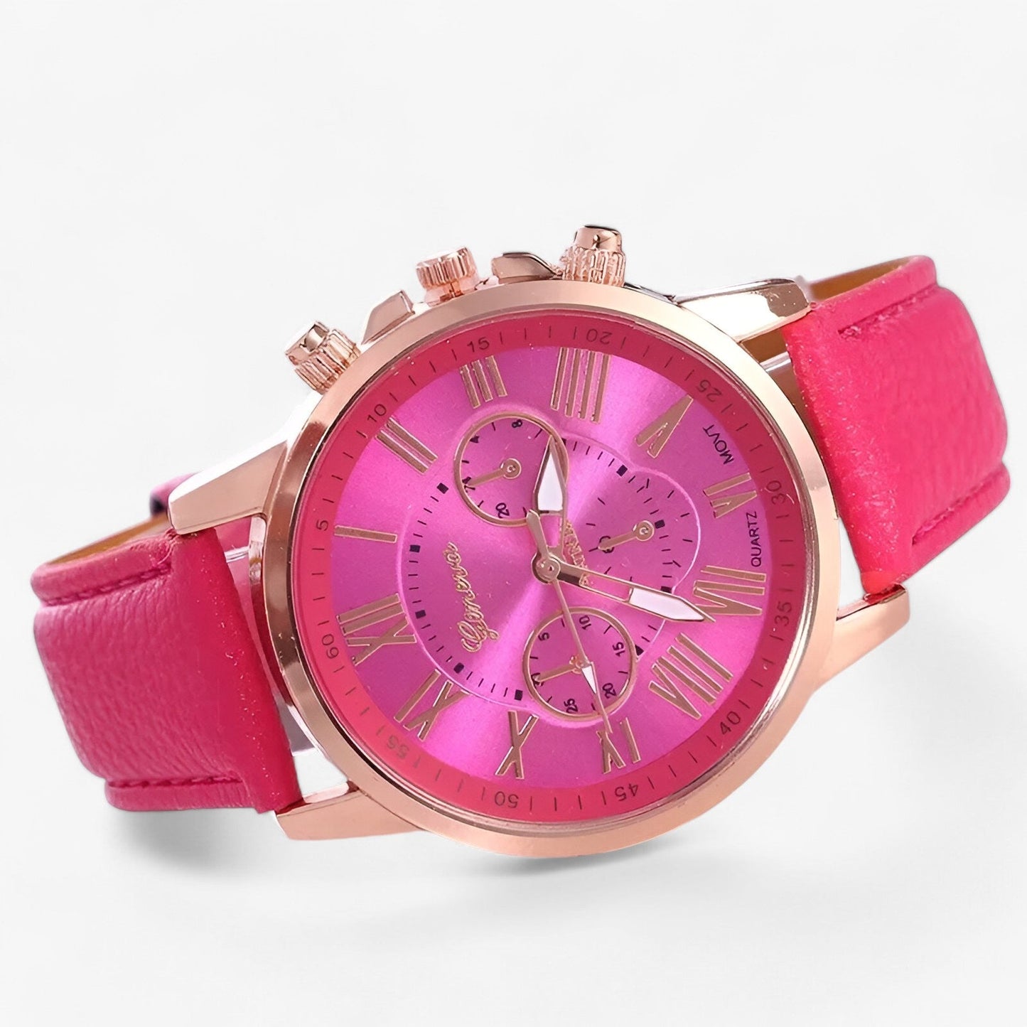 Camille Damenuhr mit wasserdichtem Lederarmband, 42 mm