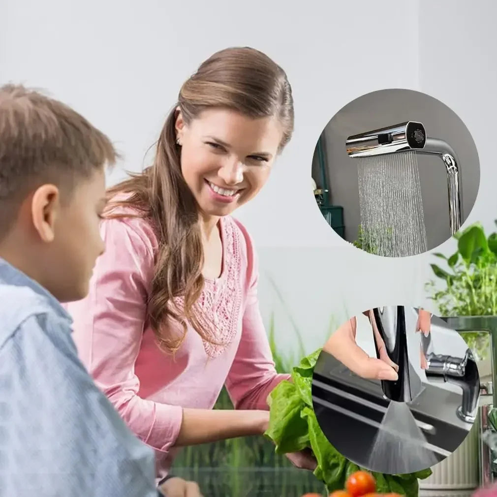 Brehn | RainFlow Küchenarmatur - Chrom Spültischarmatur mit 4 Wasser-Einstellungen