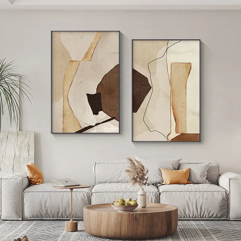 Nordic Abstract Braun Beige Geometrisch Farbblock Wandkunst Feine Kunst Leinwanddrucke Neutrale Töne Bilder Für Wohnzimmer Büro Dekor | Brehn