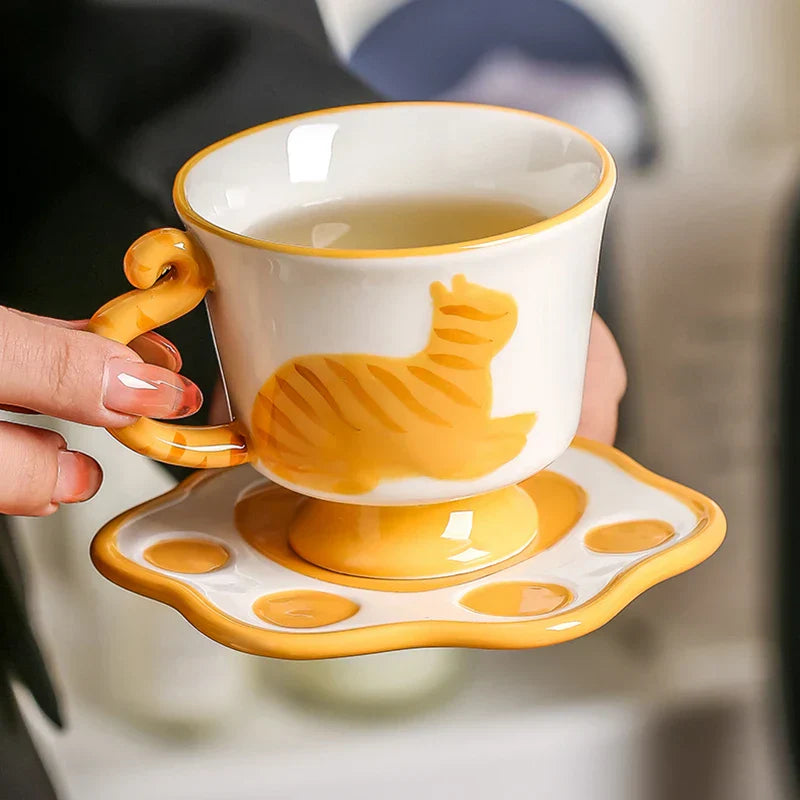 Brehn | Orange Cat Handgefertigtes Keramik Kaffee- & Teeset