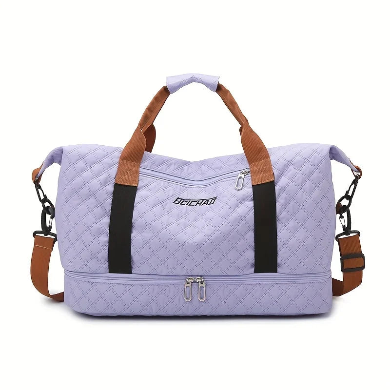 Brehn | Travessia Reisetasche mit Schuhfach | Große Kapazität & Rautenmuster | Nylon Wochenendtasche für Sport, Kurzreisen & den Alltag