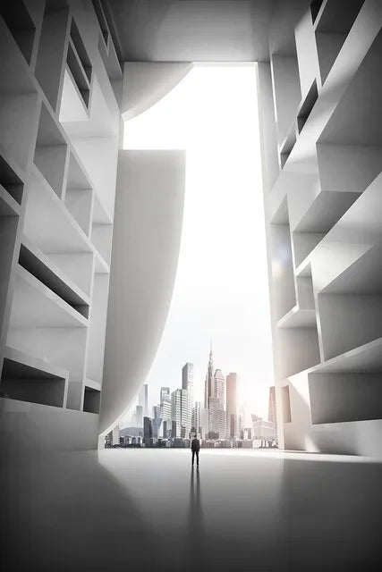 Moderne geometrische architektonische Landschaften Wandkunst Fine Art Leinwanddrucke Bilder für Studio, Home Office, Eingangsbereich Inspirierende Kunstdeko | Brehn