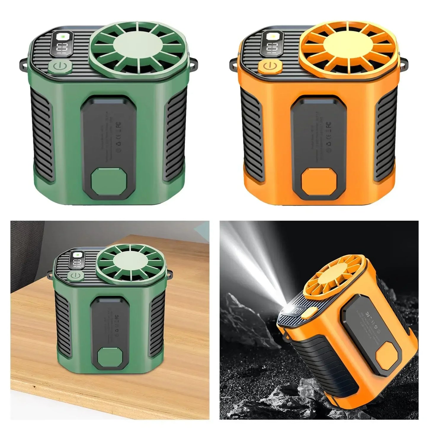 20000mAh Tragbarer Taillenventilator - Starker Wind Hängender Nackenventilator mit Powerbank und LED-Beleuchtung für Outdoor-Sport und Arbeit | Brehn