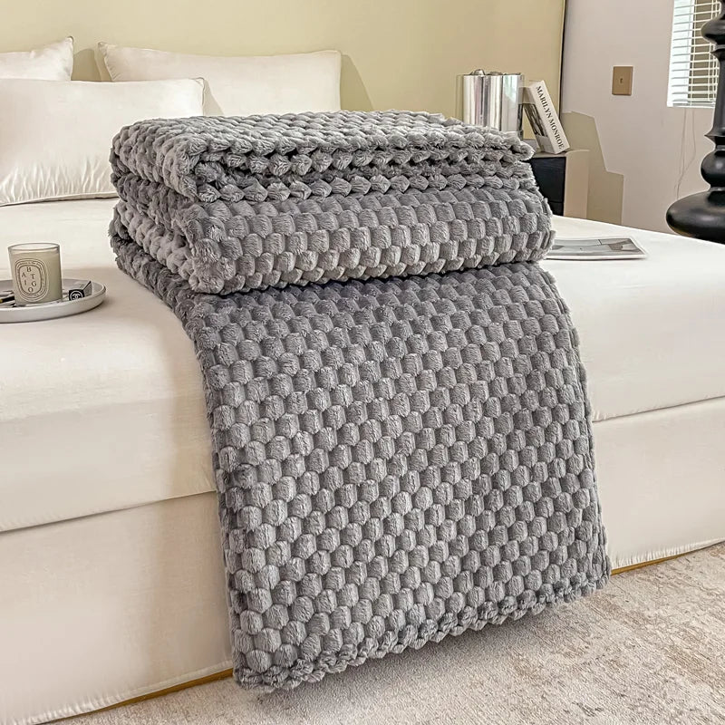 Brehn | Gemusterte weiche Samtdecke warme gemütliche Decke für Sofa und Bett