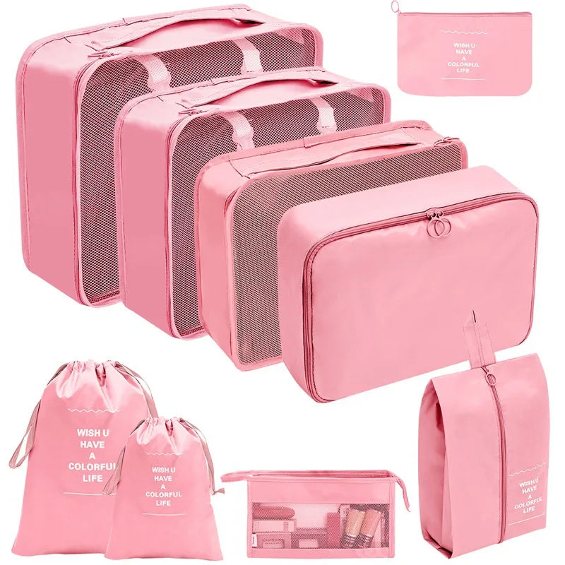 Brehn | PackWunder Reise-Organizer Set 7/8/9/10-teilig | Faltbare Koffer-Organizer | Für Kleidung, Schuhe & Accessoires