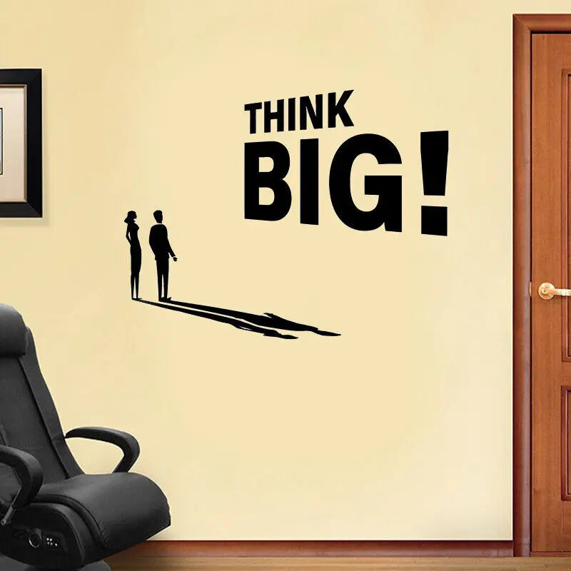 Think Big Vinyl Wandaufkleber Motivationszitate Wanddekoration Abnehmbarer DIY PVC Wandaufkleber für Büro Arbeitszimmer Inspirierendes tägliches Mantra | Brehn