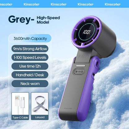 CoolityGo Handventilator mit Ice-Cool-Technologie | 100 Geschwindigkeitsstufen | 3600mAh Akku | Faltbar & ultraleicht | Brehn
