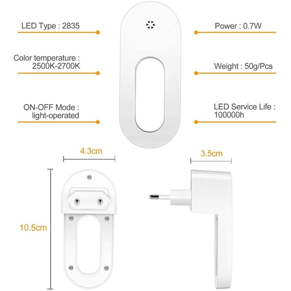 VIvolux | Twilight Sensor Energiesparstecker Wand-Nachtlicht