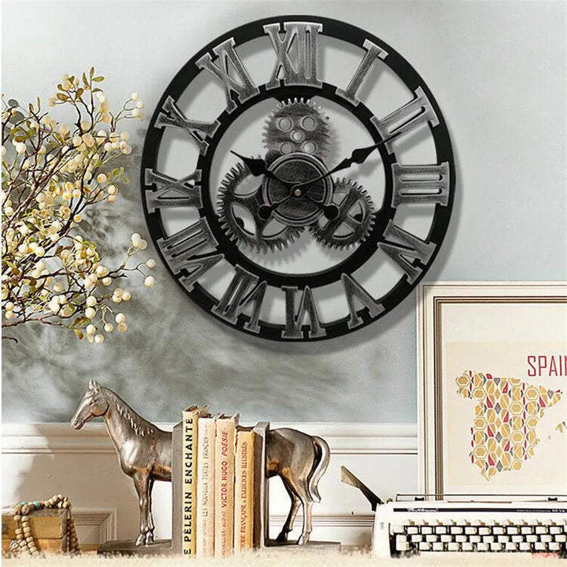 Große Vintage Wanduhr im europäischen Holzdesign – Dekorative Uhr mit römischen Ziffern | Brehn