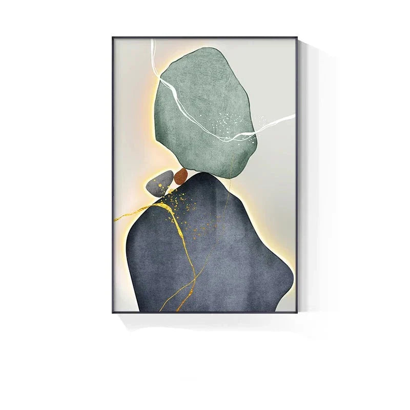 Moderne abstrakte nordische Zen-Kiesel Wandkunst feine Kunstdrucke auf Leinwand neutrale Töne geomorphes Design Bilder für zeitgenössische Innenräume | Brehn