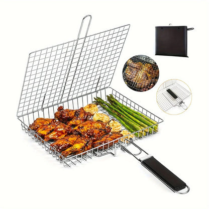 Grillaro Grillkorb | Faltbar & Antihaftbeschichtet | Edelstahl & Hitzebeständig | Für Fleisch & Gemüse