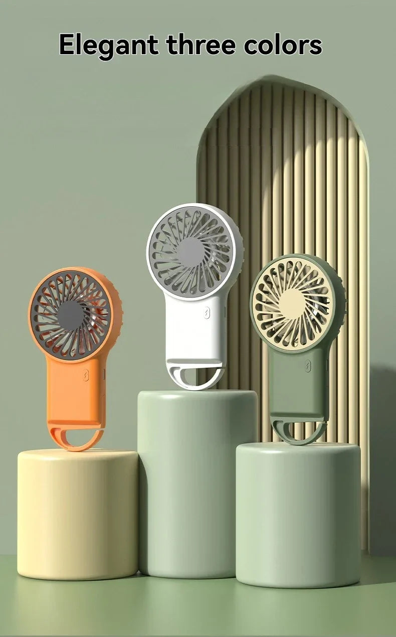 Neuer faltbarer USB wiederaufladbarer Mini-Ventilator | Handventilator für den Schreibtisch mit Cartoon-Design & Haken für Outdoor-, Heim- & Bürogebrauch | Brehn