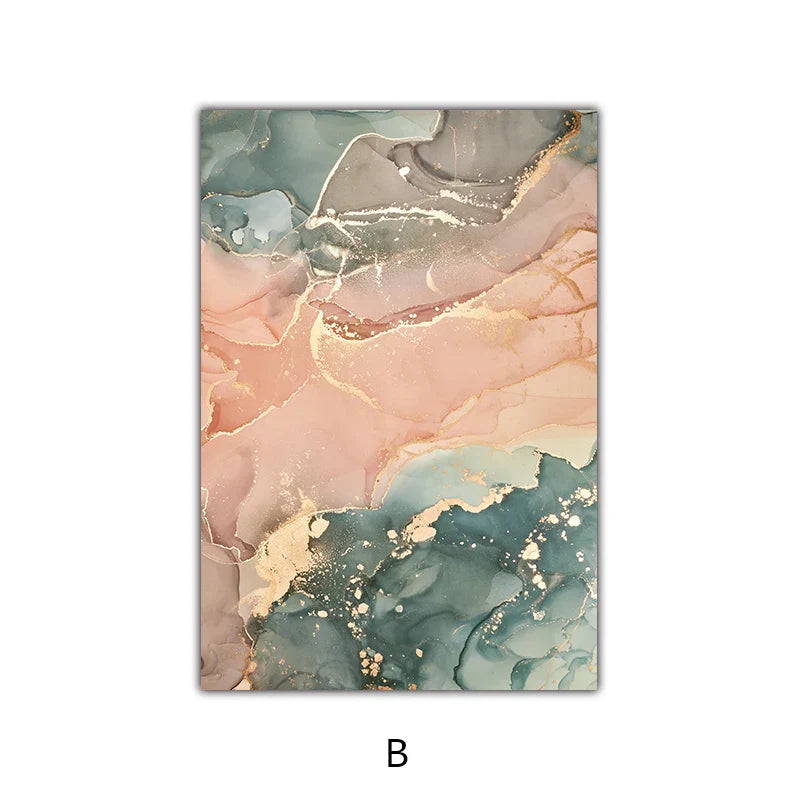 Bunte Schattierungen von Pink Blau Jade Flüssig Marmor Druck Wandkunst Feine Kunstleinwand Drucke Bilder für Wohnzimmer Schlafzimmer Hotel Salon Kunst Dekor | Brehn
