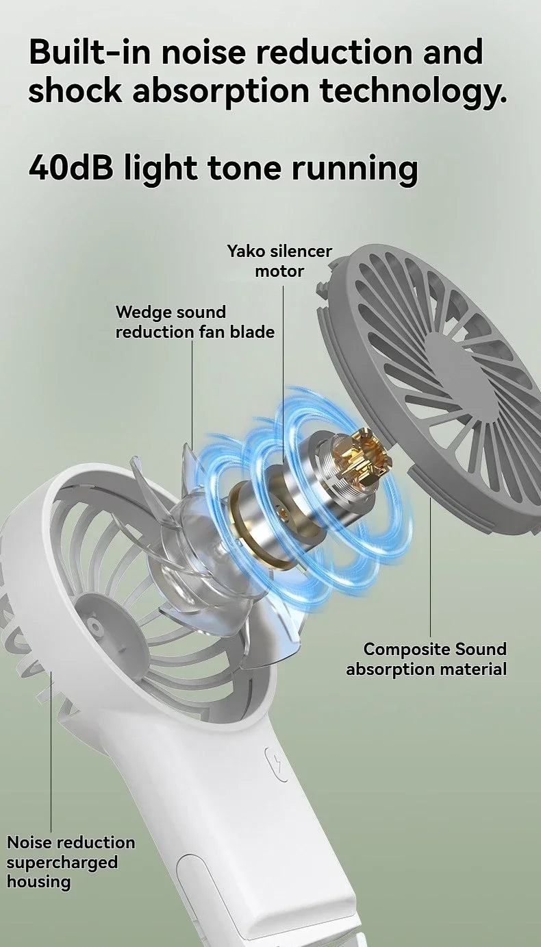 Neuer faltbarer USB wiederaufladbarer Mini-Ventilator | Handventilator für den Schreibtisch mit Cartoon-Design & Haken für Outdoor-, Heim- & Bürogebrauch | Brehn