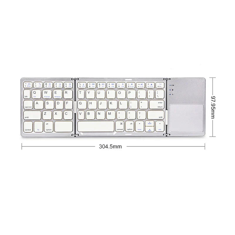 Drahtlos faltbare Bluetooth-Tastatur mit Touchpad – Kompakt, vielseitig und ultra-portabel | Brehn