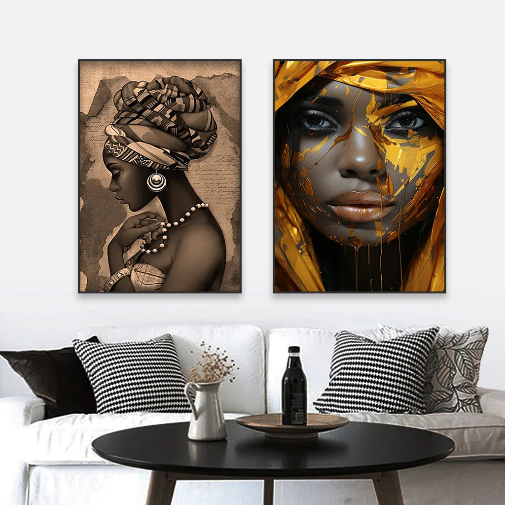 Golden Girl Fashion Wandkunst Fine Art Leinwanddrucke Moderne Abstrakte Porträtbilder Für Wohnzimmer Schlafzimmer Boutique Salon Kunstdekoration | Brehn