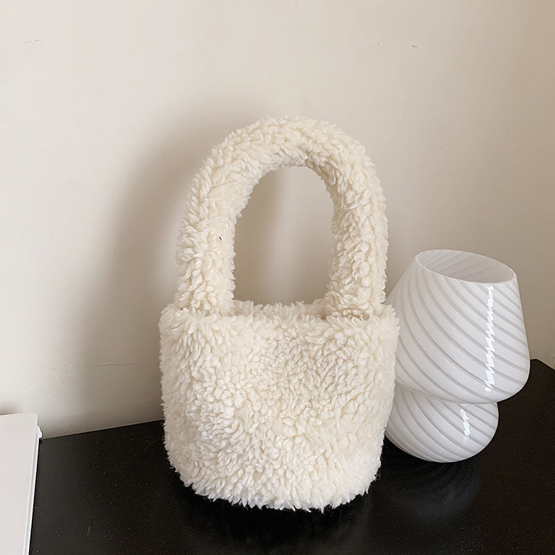 Brehn | Kuscheliges Plüsch Mini Eimer Tasche