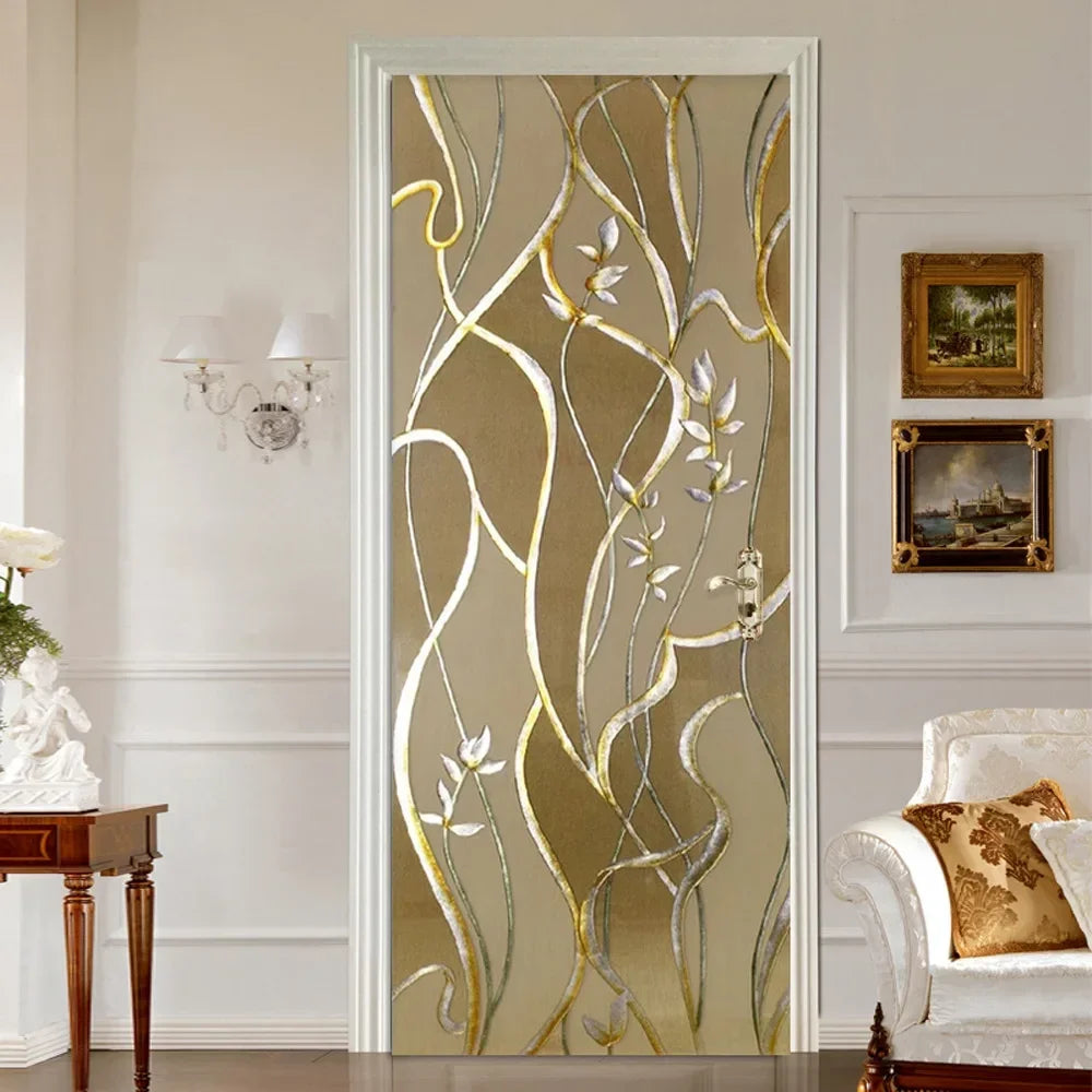 Moderne abstrakte Perlen geometrische Türaufkleber Mural abnehmbar PVC Vinyl Peel N Stick Wandkunst Mural Dekor für Innentüren Kreative DIY Wohnkultur | Brehn