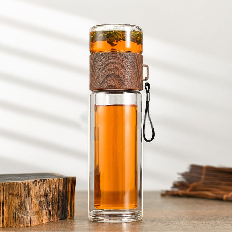 VIvolux | 2in1 Doppelwandige Thermal Smart Tee Glasflasche