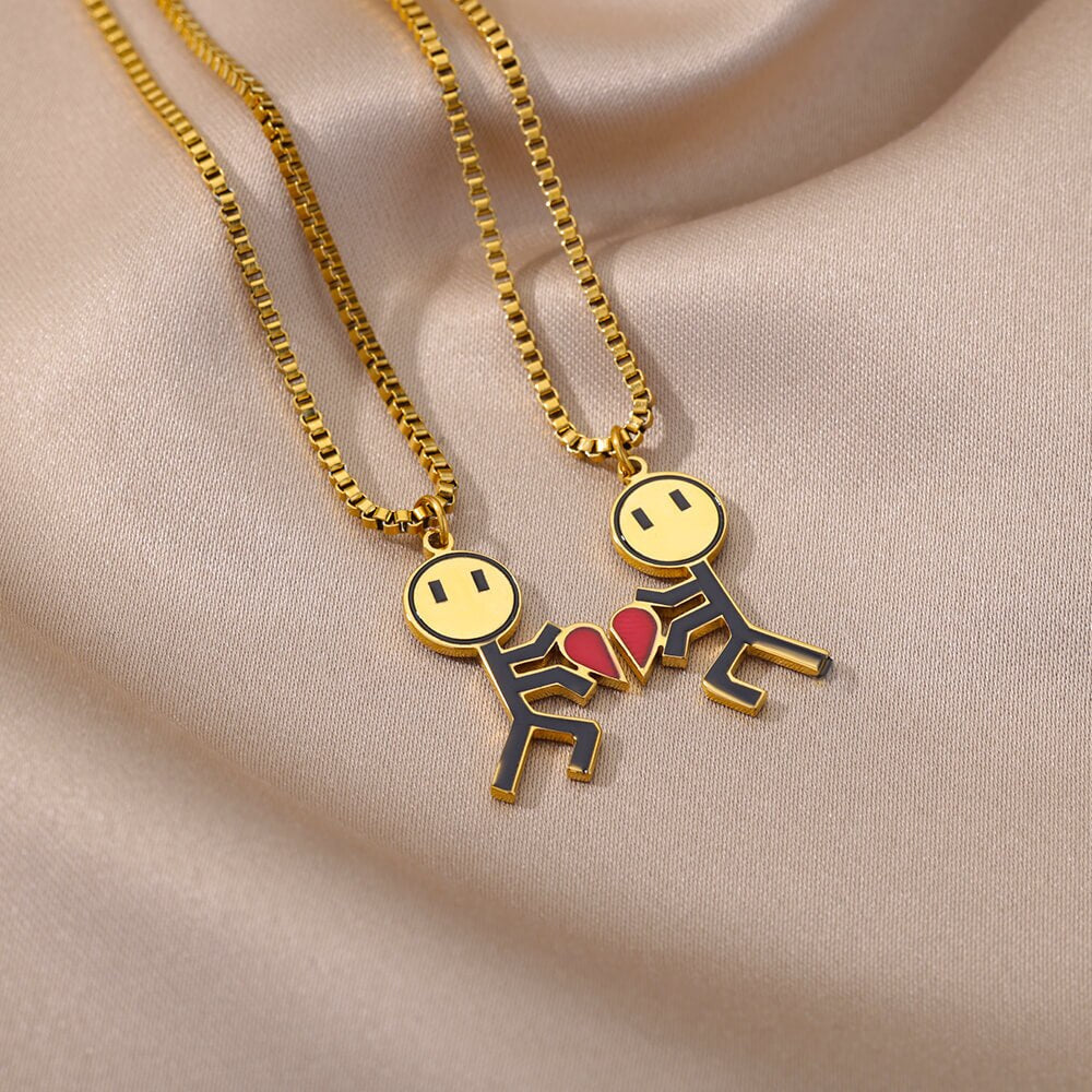 VIvolux | 2pcs Doppel Liebe Herz Halskette