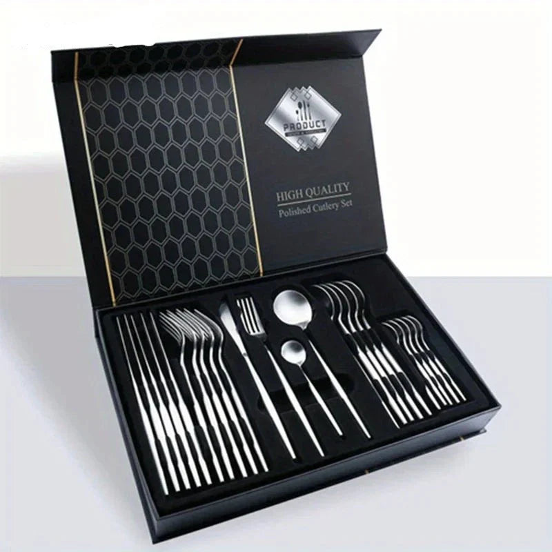 Brehn | Golden Cutlery Set Luxury – 24-teilig für stilvolles Essen Erlebnis