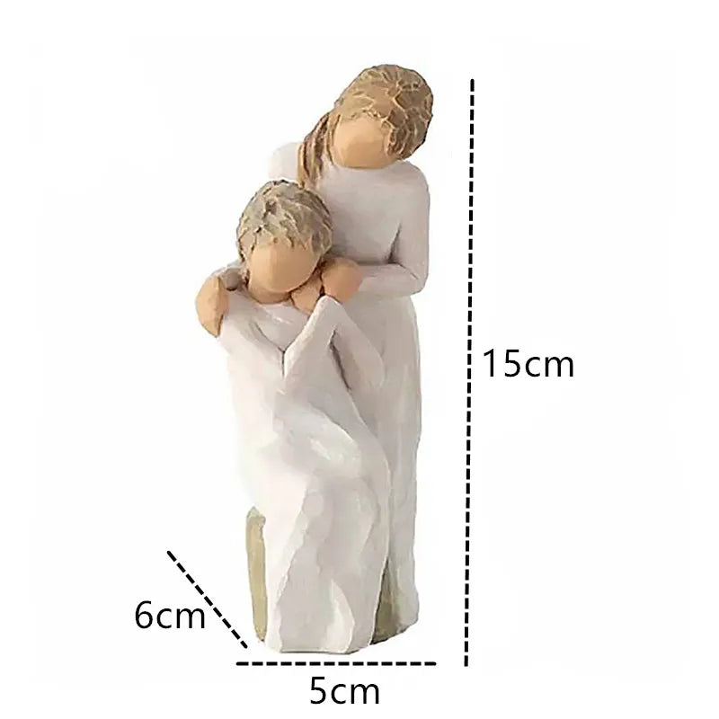 Brehn | Statuette aus Kunstharz, Menschen, Familienfiguren, Skulptur, Figuren für Heimdekoration, Tischdekoration, Wohnzimmer, Engel, Umarmung, Hund, Vater, Kind