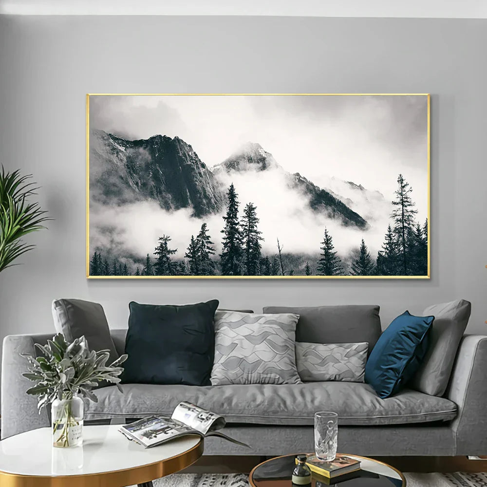Nordlandschaften Wald Berg Wildnis Wandkunst Fine Art Leinwanddrucke Schwarz Weiß Poster Für Wohnzimmer Moderne Büros Dekor | Brehn