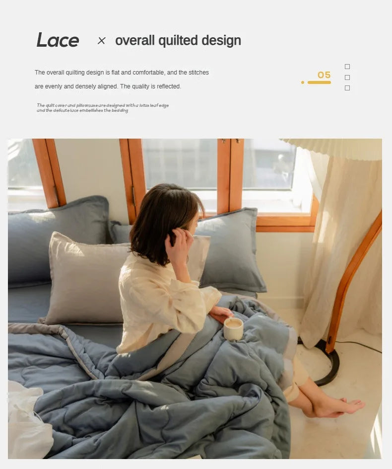 2024 Japanische Baumwolle-Polyester Sommerdecke – Leicht, Waschbar, Hautfreundliche Einfarbige Decke | Brehn